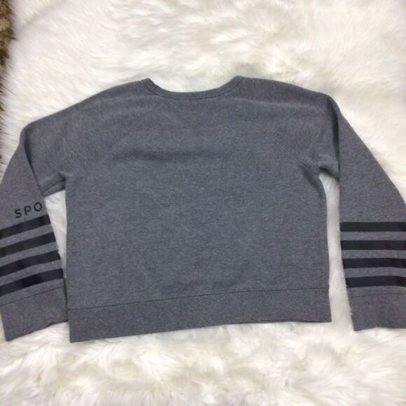 Tommy Hilfiger 90's Y2K Cropped Long Sleeve Sweatshirt Gray Black Medium Preppy - Picture 2 of 4